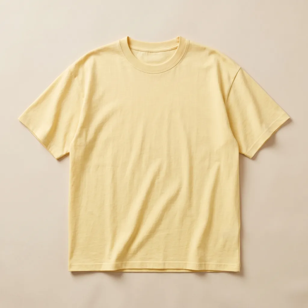 Light yellow 220 GSM cotton round-neck t-shirt blank