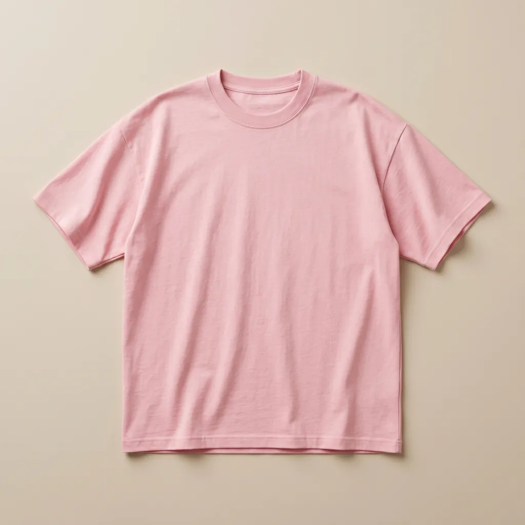Light pink 220 GSM cotton round-neck t-shirt, front view